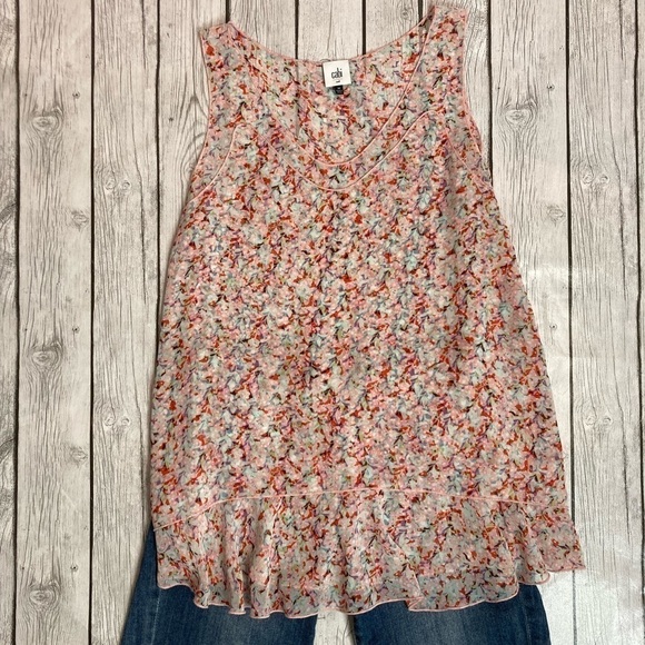 CAbi Women’s Top 5032 Bella Pink Floral Tank - Picture 1 of 11